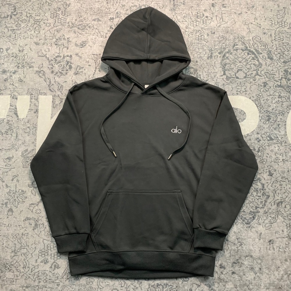Alo Yoga Accolade Hoodie Mens Small Black Excellent Modal Blend Pullover